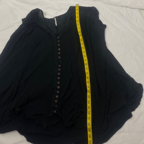Free People Women’s Highland Linen Tunic Top Sz Large Button Up Hi-Low Black - Picture 15 of 16